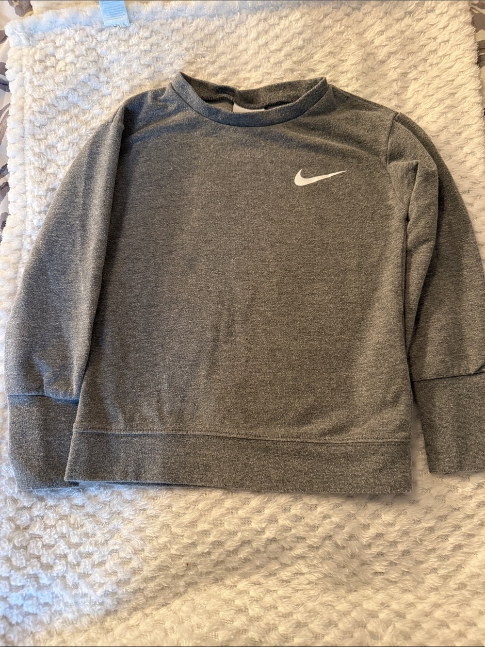 Nike Gray Kids Crewneck Sweatshirt with White Swoosh